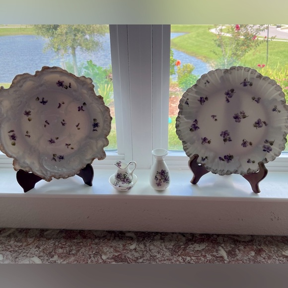 limoges and Lenord Other - Violet Bundle fine porcelain decor (5 pieces)